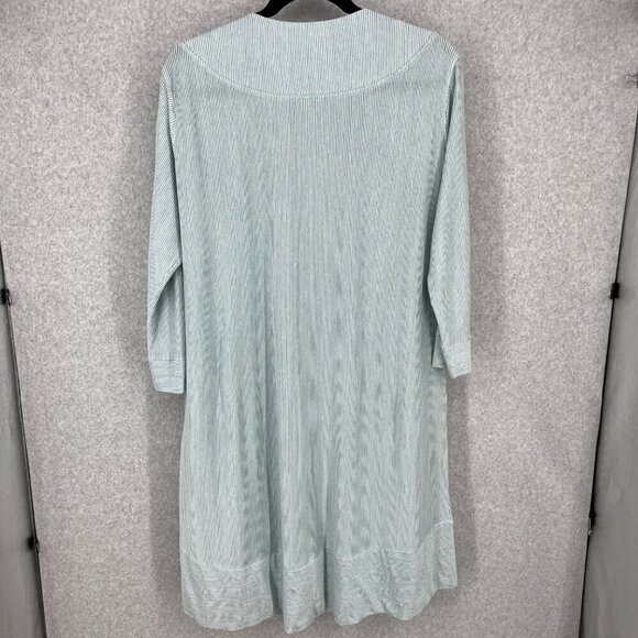 Poetry Oversized Knit Open Front Long Cardigan Size 16/18 Green Blue Linen Lagen - Picture 5 of 13